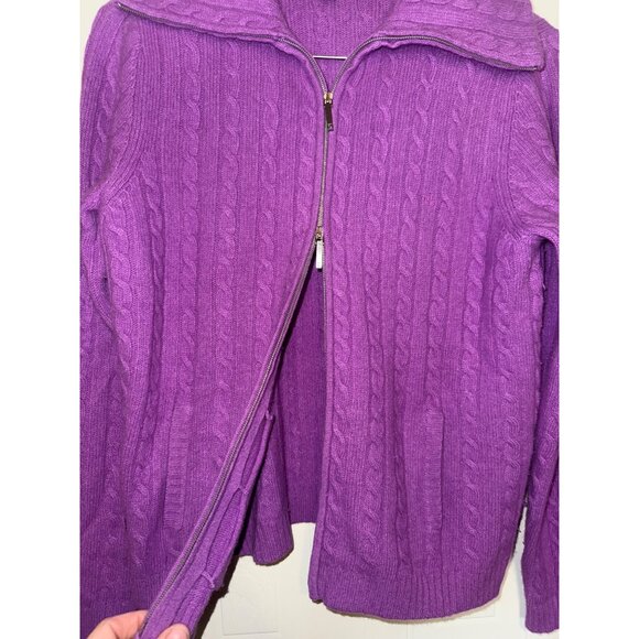 LAUREN RALPH LAUREN Merino Wool & Angora Rabbit Hair Full Zip Sweater Size Large - Picture 12 of 16